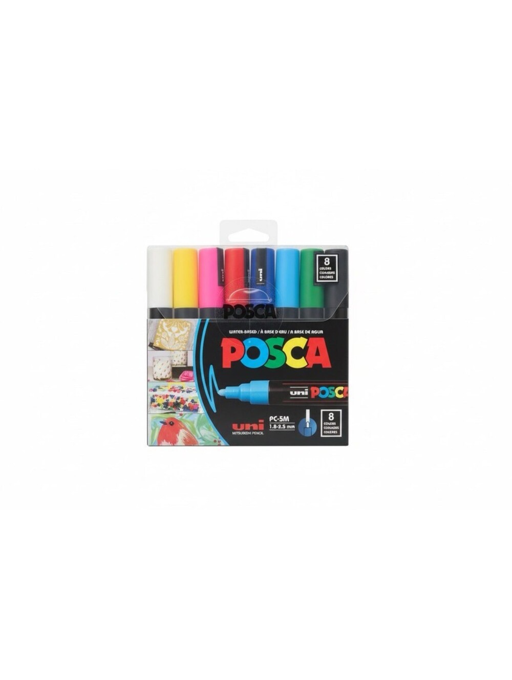 Uni Posca Paint Marker 1.3mm Fine Tip Pen (PC-3M) - Set of 8 Colours Arts Craft